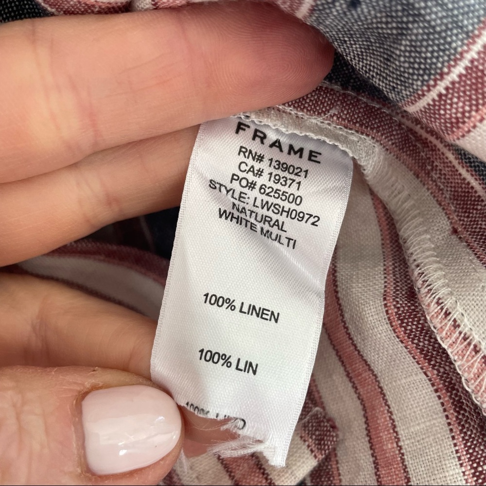 Frame Striped Linen Bib Buttondown Shirt Small - Picture 6 of 7